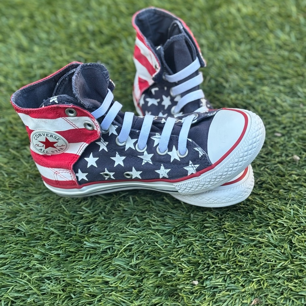 Kids converse all stars, red, white, and blue